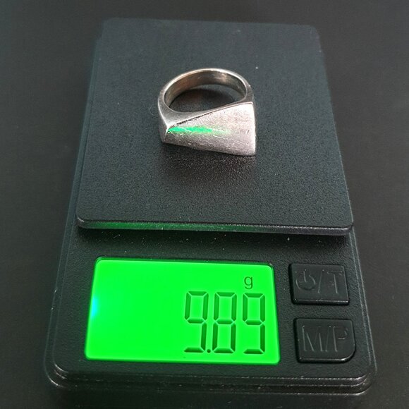 Bold Vintage Unique Sculptural Modernist Solid 925 Silver Statement Ring - Picture 9 of 12